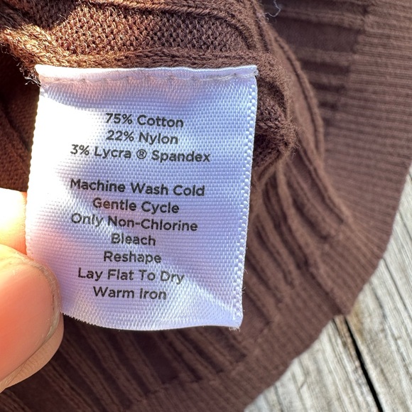 Talbots Petites Brown Ribbed Open-Front Cardigan - Size L petite - Picture 5 of 5